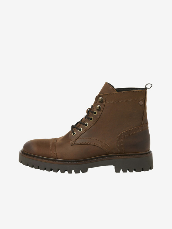 Jack & Jones Temno rjavi moški usnjeni gležnjarji Jack & Jones Wenzo