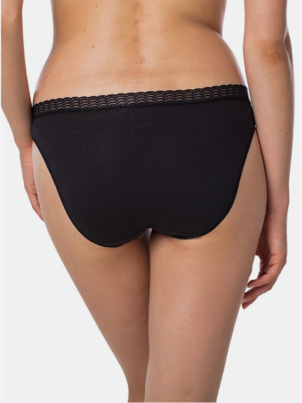 Bellinda Črne ženske spodnje hlačke s čipko Bellinda FANCY COTTON MINISLIP