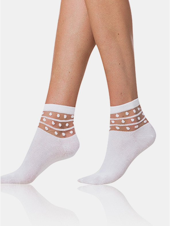 Bellinda Bele ženske nogavice z okrasnim detajlom Bellinda TRENDY COTTON SOCKS