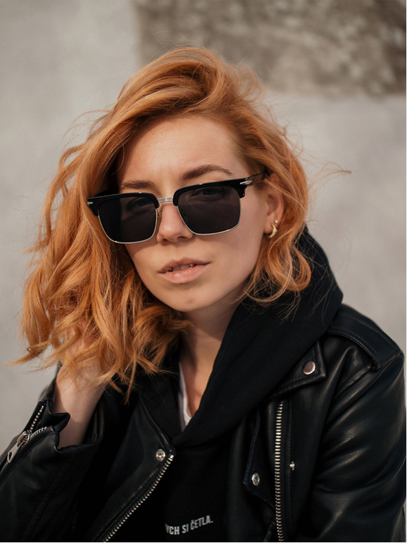 VEYREY Črna polarizirana sončna očala VeyRey Beckham Stitch