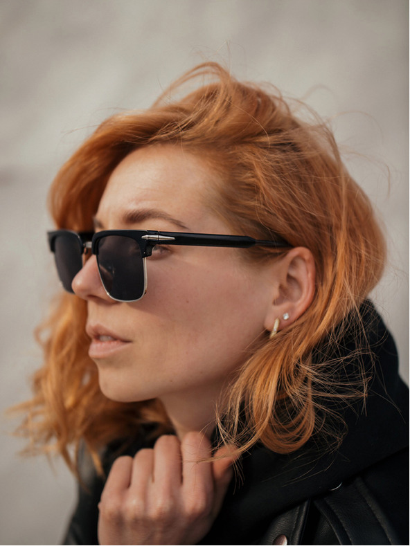 VEYREY Črna polarizirana sončna očala VeyRey Beckham Stitch