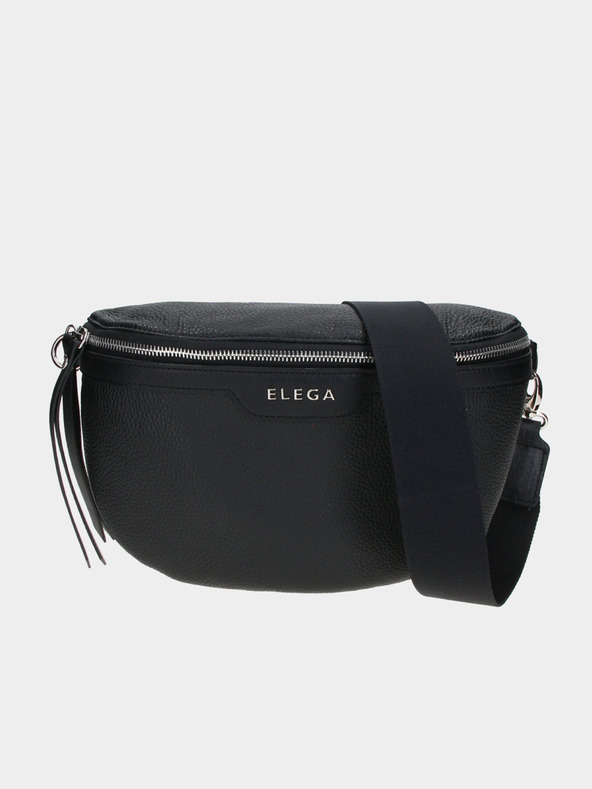 Elega Črna ženska usnjena torba Crossbody ELEGA Festy