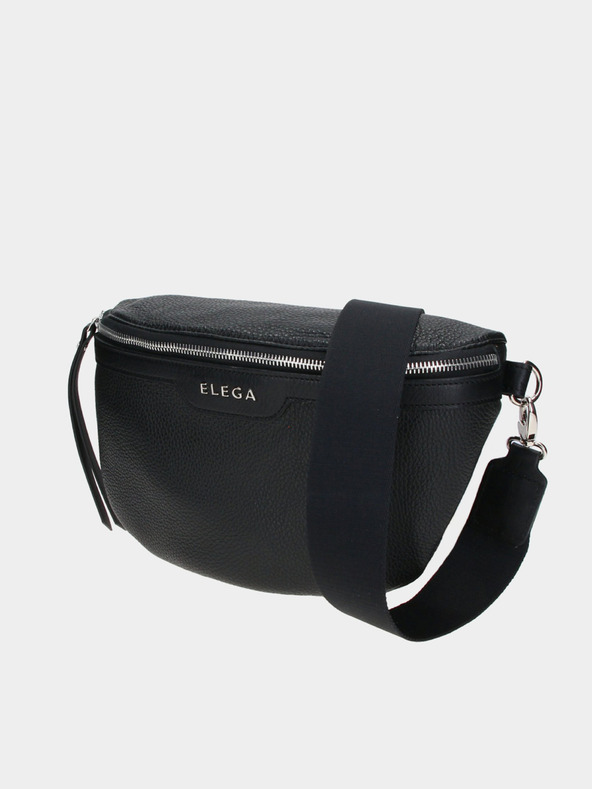 Elega Črna ženska usnjena torba Crossbody ELEGA Festy