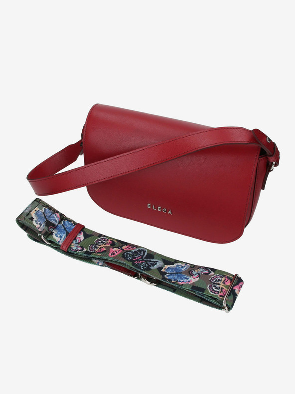 Elega Rdeča ženska usnjena torbica ELEGA Farfalle