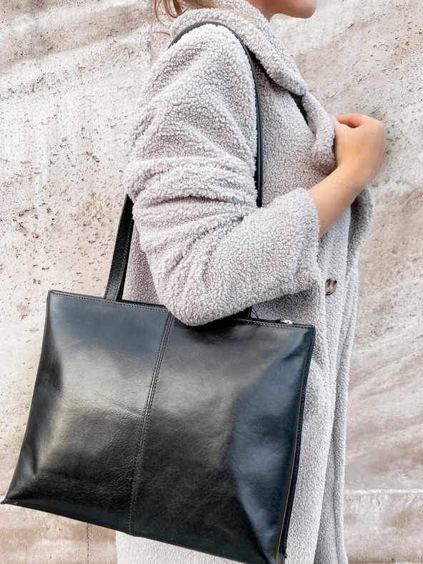 Elega Črna ženska usnjena torbica ELEGA Melanie