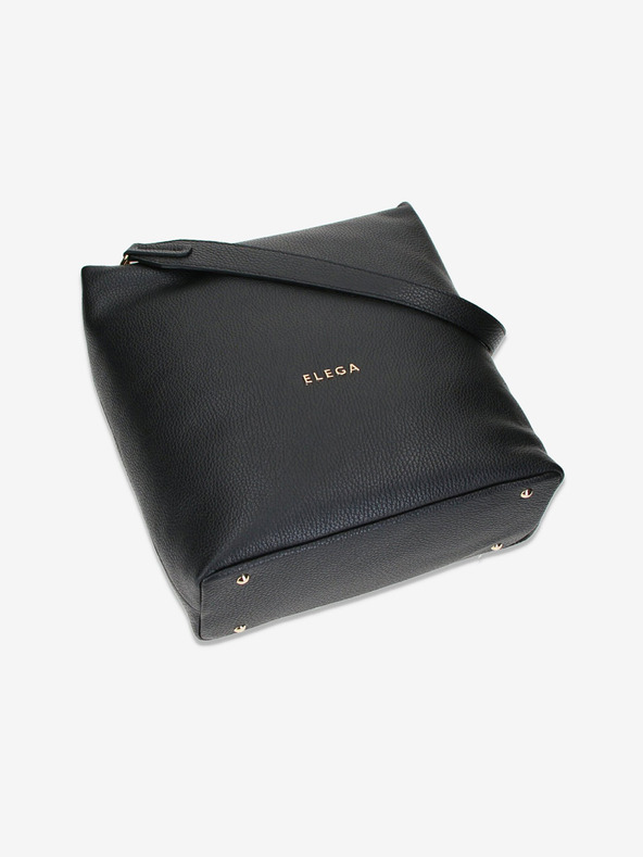 Elega Črna ženska torbica iz puhastega usnja Elega