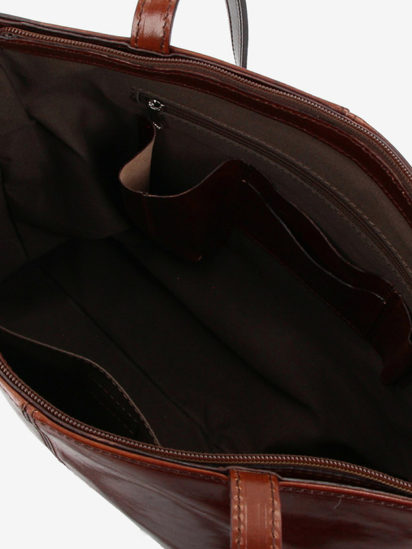 Elega Temno rjava ženska usnjena torbica za križ ELEGA Melanie