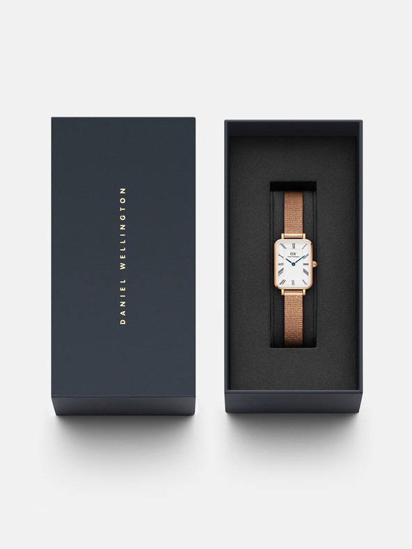 Daniel Wellington Roza in zlata ženska ura Daniel Wellington z mrežo Quadro Melrose