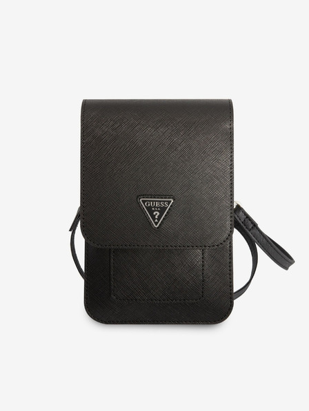 Guess Guess PU Saffiano trikotna torbica za telefon z logotipom črna