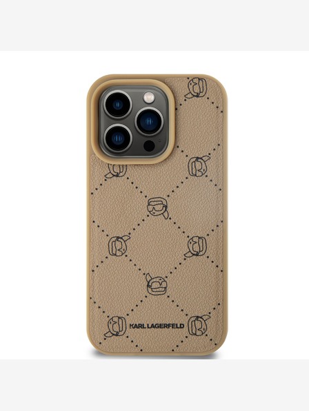 Karl Lagerfeld PU Karl Heads Pattern Magsafe Back Cover za iPhone 15 Pro Beige Karl Lagerfeld