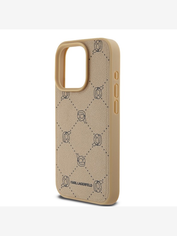 Karl Lagerfeld PU Karl Heads Pattern Magsafe Back Cover za iPhone 15 Pro Beige Karl Lagerfeld