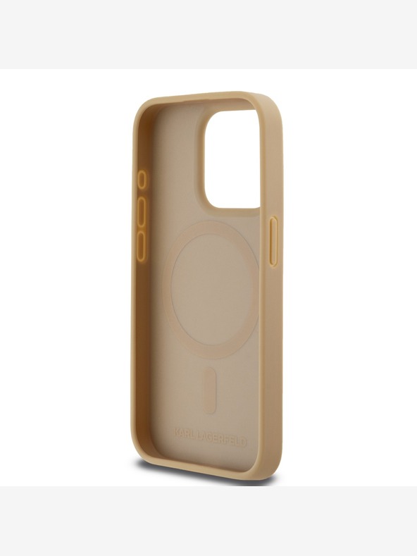 Karl Lagerfeld PU Karl Heads Pattern Magsafe Back Cover za iPhone 15 Pro Beige Karl Lagerfeld