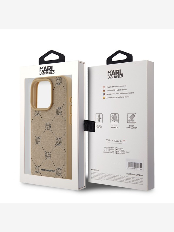Karl Lagerfeld PU Karl Heads Pattern Magsafe Back Cover za iPhone 15 Pro Beige Karl Lagerfeld