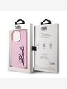 Karl Lagerfeld Zmečkan zadnji ovitek z logotipom PU Signature za iPhone 15 Pro Max Pink Karl Lagerfeld