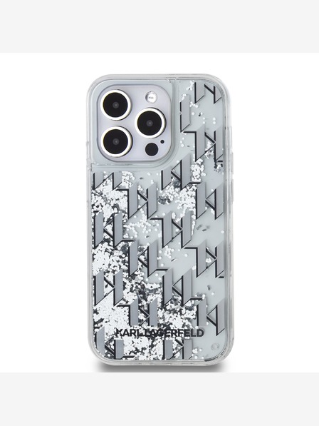 Karl Lagerfeld Tekoči bleščice Monogram Gradient hrbtni ovitek za iPhone 14 Pro Max White Karl Lagerfeld