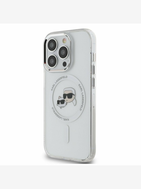 Karl Lagerfeld Karl Lagerfeld IML K&CH Heads Metal Frame MagSafe Back Cover za iPhone 15 Pro Max Transparent