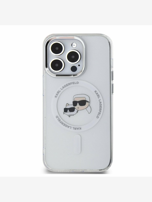 Karl Lagerfeld Karl Lagerfeld IML K&CH Heads Metal Frame MagSafe Back Cover za iPhone 15 Pro Max Transparent
