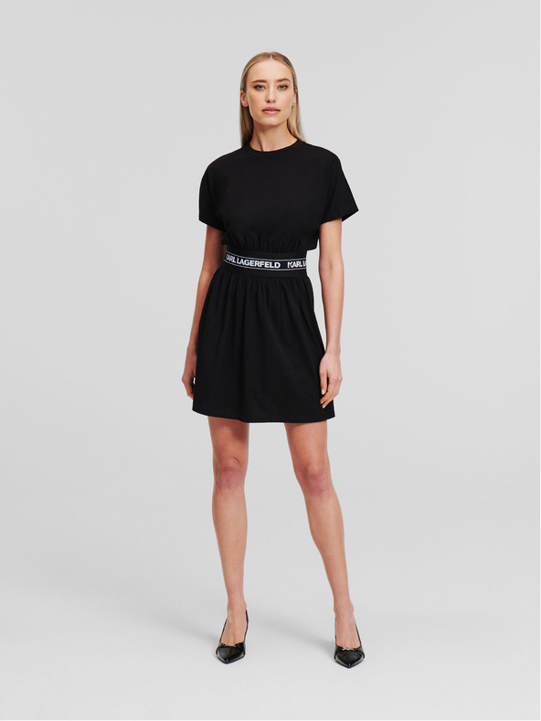 Karl Lagerfeld Črna ženska obleka KARL LAGERFELD Logo