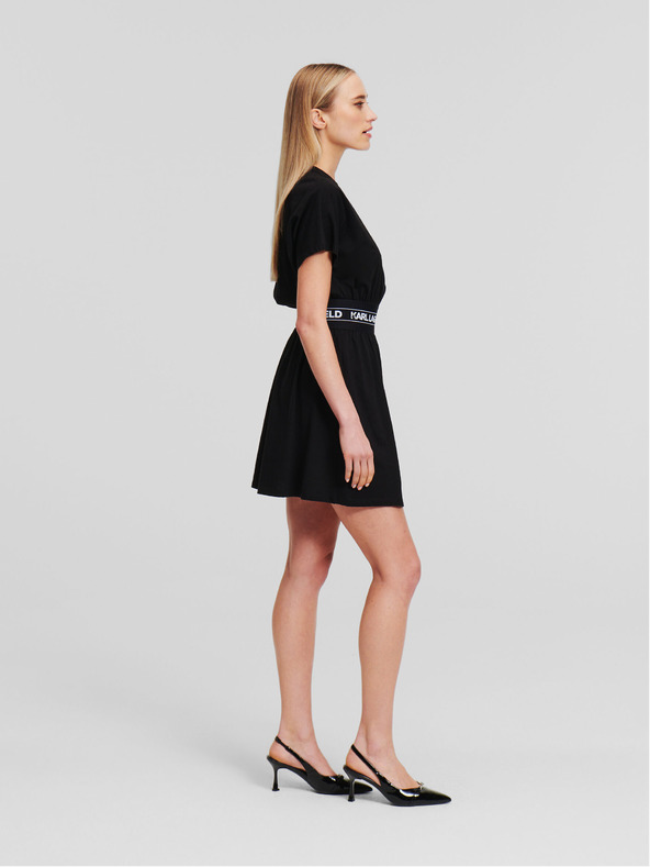 Karl Lagerfeld Črna ženska obleka KARL LAGERFELD Logo