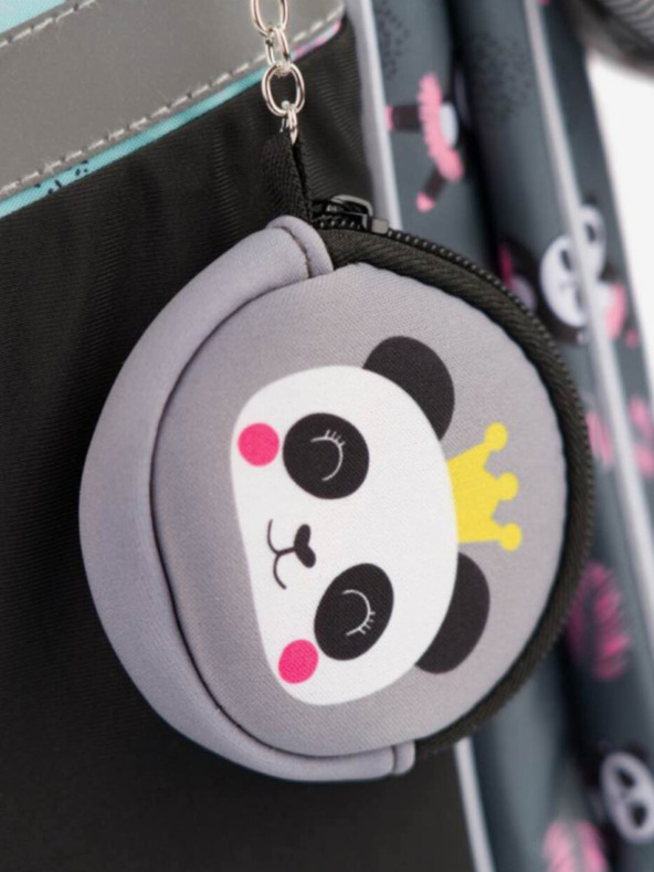 BAAGL  Siva šolska torba z zadrgo panda Baagl