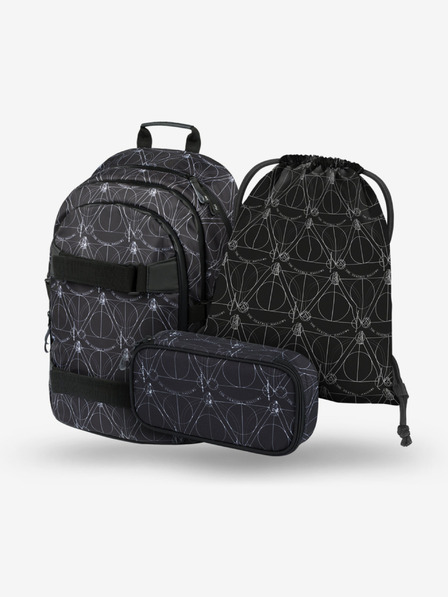 BAAGL  Črni šolski komplet - nahrbtnik, etui, torba Baagl Skate Harry Potter Svetinje smrti