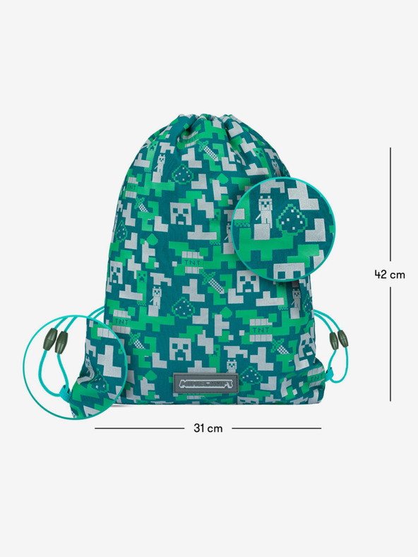 BAAGL  Zelena torba Baagl Minecraft Silver Creeper