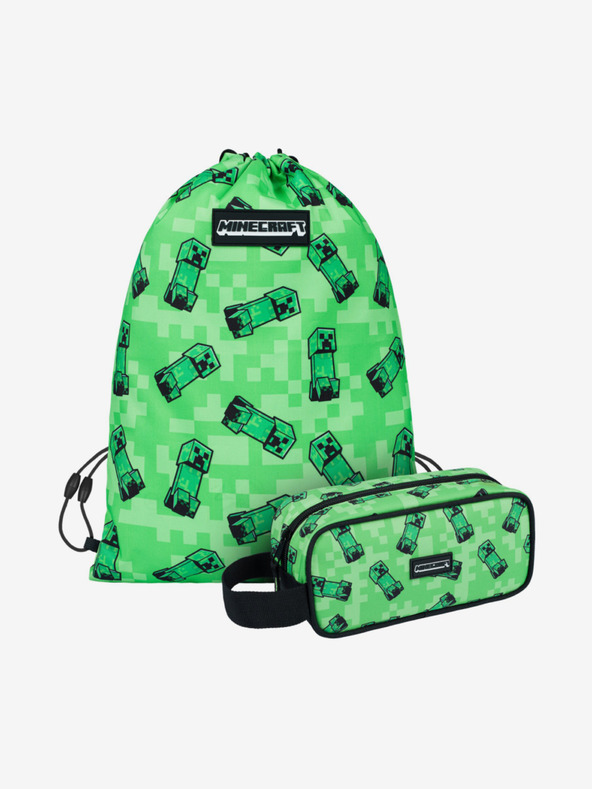 BAAGL  Zeleni šolski komplet - svinčnik, torba Baagl Minecraft 2 Creeper