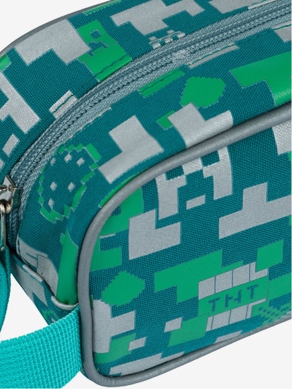 BAAGL  Zeleni šolski komplet - peresnica, torba Baagl Minecraft 2 Silver Creeper