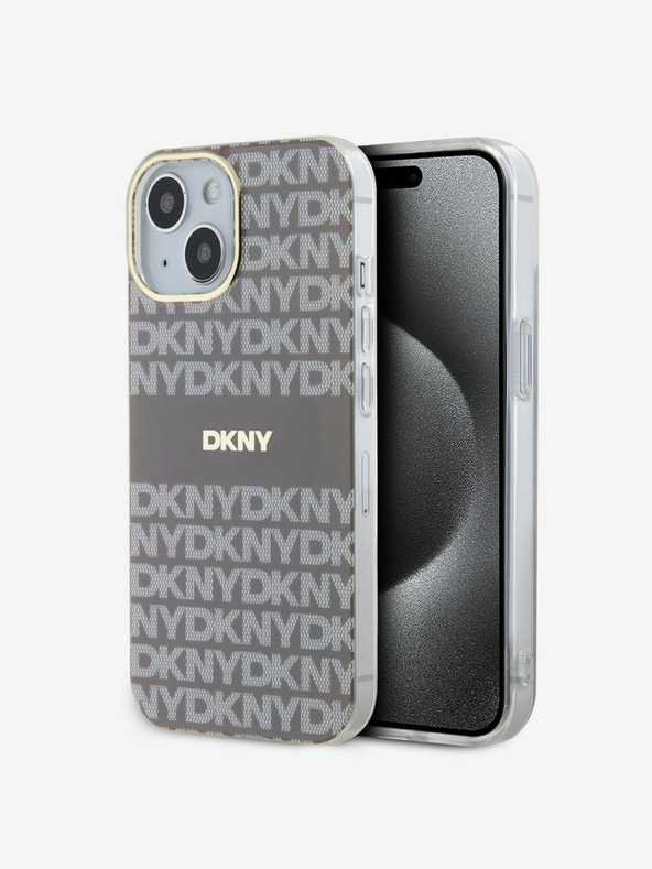 DKNY PC/TPU Repeat Pattern Tonal Stripe Magsafe Back Cover za iPhone 15 Beige DKNY