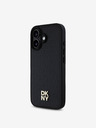 DKNY DKNY PU usnje Repeat Pattern Stack Logo MagSafe Back Cover za iPhone 16 Plus Black