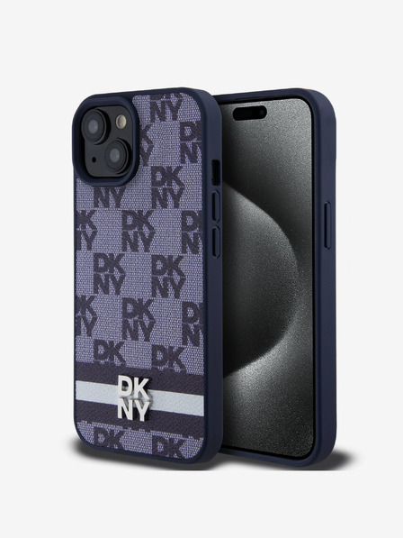 DKNY DKNY PU usnje s kvačkanim vzorcem in črtami za iPhone 15 modro