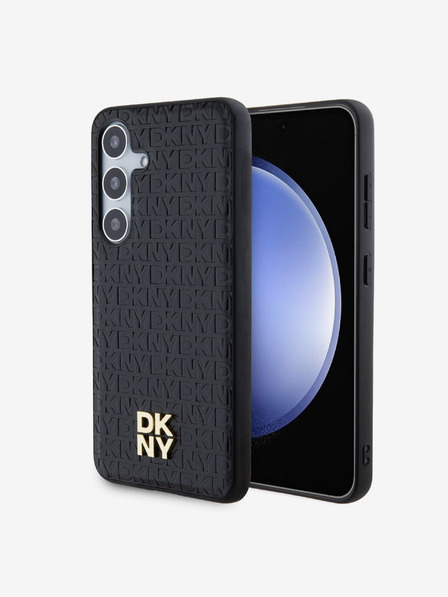 DKNY DKNY PU usnje s ponavljajočim se vzorcem in logotipom Magsafe Back Cover za Samsung Galaxy S24+ Black