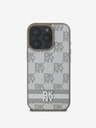 DKNY DKNY PU Leather Checkered Pattern and Stripe Back Cover za iPhone 16 Pro Max Beige