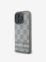 DKNY DKNY PU Leather Checkered Pattern and Stripe Back Cover za iPhone 16 Pro Max Beige