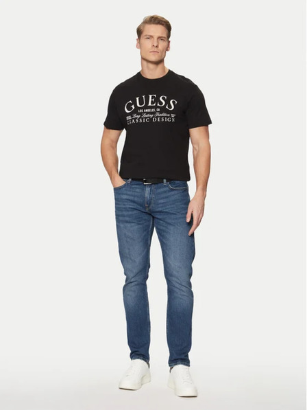 Guess Jeans Moško črna majica z napisom jblk Guess jeans