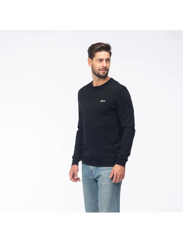 Guess Jeans Moško črna majica signature Guess jeans