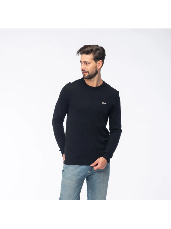 Guess Jeans Moško črna majica signature Guess jeans