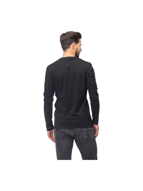 Guess Jeans Moško črna majica z dolgimi rokavi v-neck Guess jeans