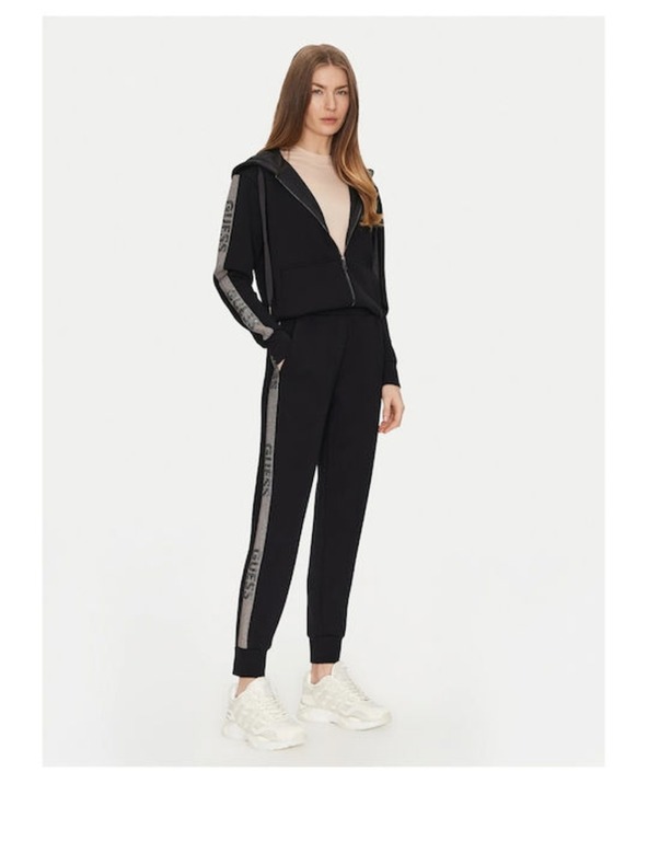 Guess Jeans Ženske črne trenirka z okrasnim trakom Guess jeans