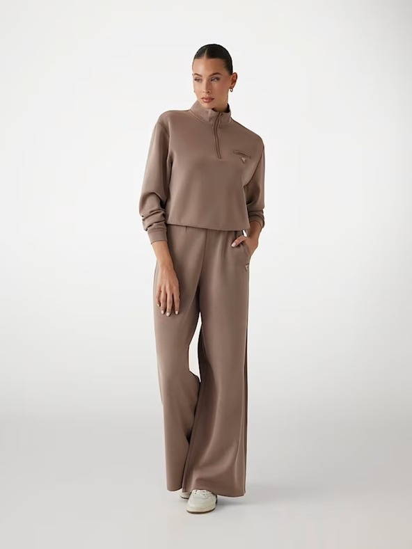 Guess Jeans Ženske rjave trenirka s širokimi hlačnicami Guess jeans