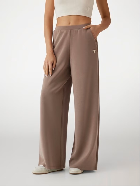 Guess Jeans Ženske rjave trenirka s širokimi hlačnicami Guess jeans