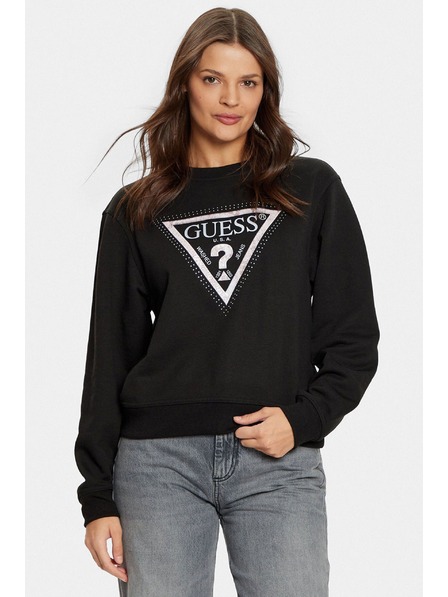 Guess Jeans Ženska črna jopica Python big triangle logo Guess jeans
