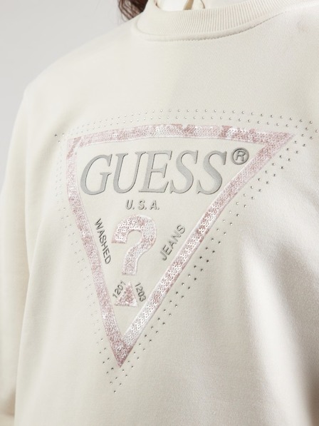 Guess Jeans Ženska kremna jopa Python z velikim trikotnim logotipom Guess jeans