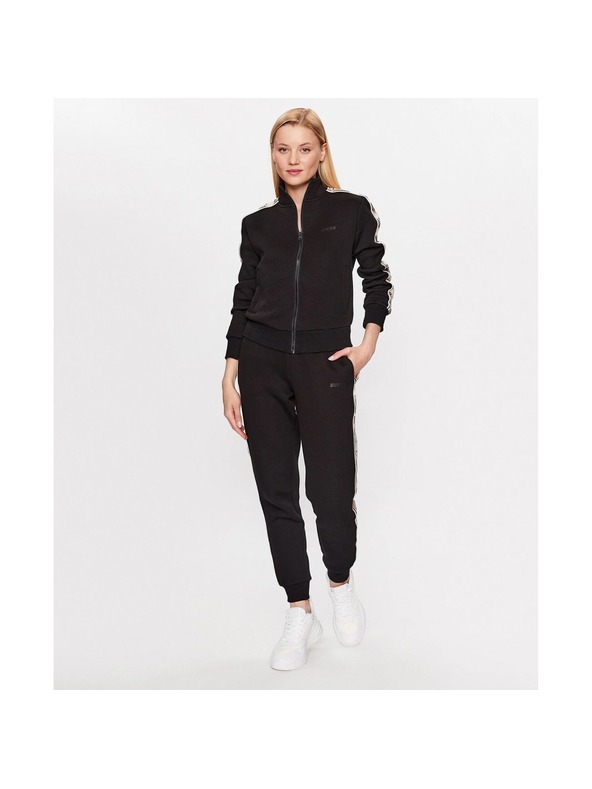 Guess Jeans Ženska črna jopa s stranskim logotipom Guess jeans