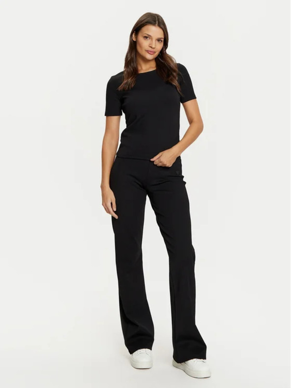 Guess Jeans Ženska črna rebrasta majica kclh0 Guess jeans