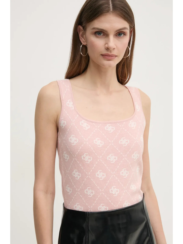 Guess Jeans Ženski rožnati top s celotnim tiskom 4G Guess jeans
