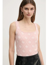 Guess Jeans Ženski rožnati top s celotnim tiskom 4G Guess jeans