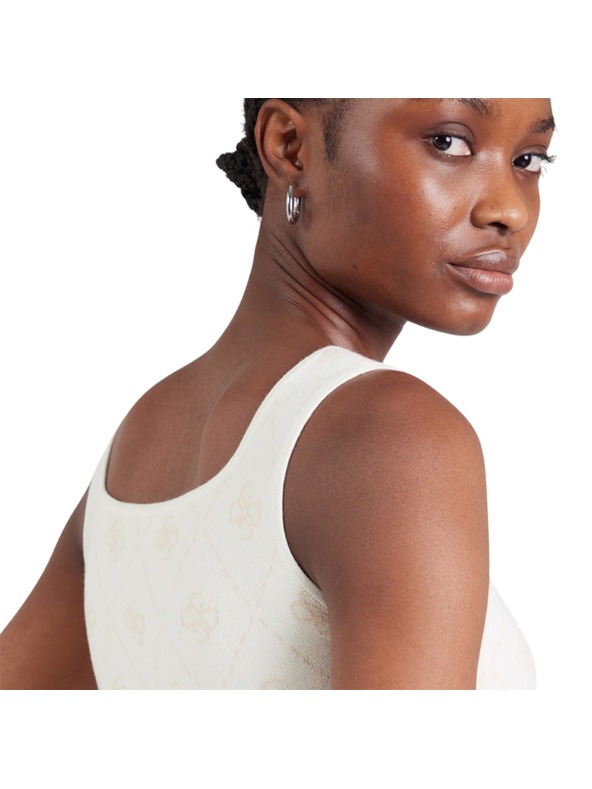 Guess Jeans Ženski beli top s celotnim tiskom 4G Guess jeans