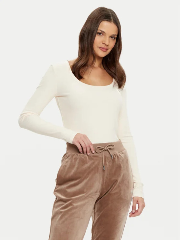 Guess Jeans Žensko belo Ecru bluzo Regular Fit Guess jeans