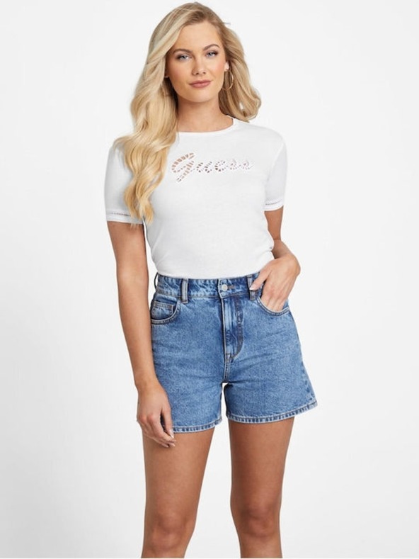 Guess Jeans Žensko belo majico Guess Blouse Cotton